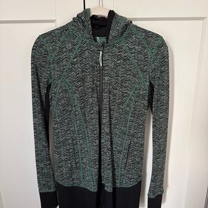 lululemon athletica Green & Black Hooded Zip-Up Jacket